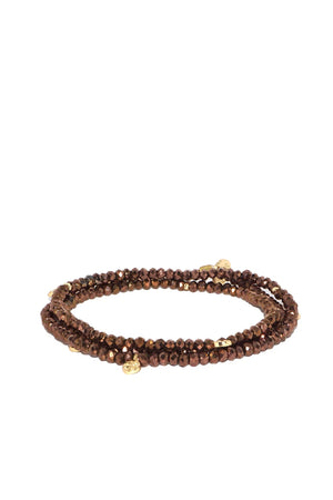 Marlyn Schiff Gold/Bronze Stretch Wrap Bracelet W/ Disc Charms