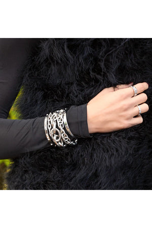 Marlyn Schiff Silver Stretchy Chain Bracelet W/ Multi-size Oval Links