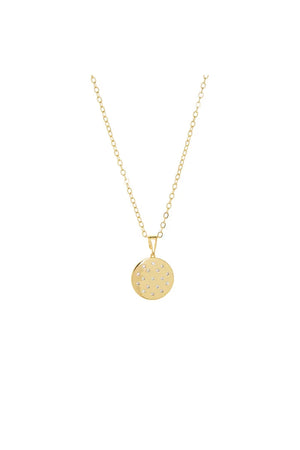 Marlyn Schiff Gold Plated Necklace W/ Circle Pave Pendant
