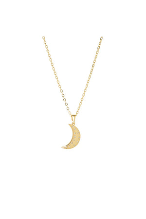 Marlyn Schiff Gold Plated Necklace W/ Crescent Pave Charm