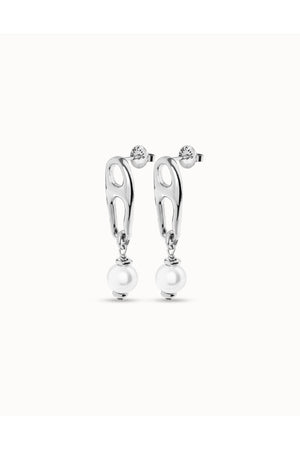 Uno de 50  "Pearl & Match" Silver Drop Earrings