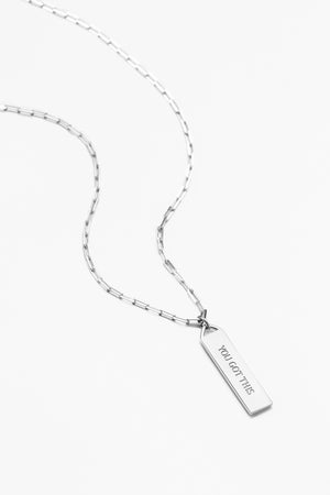 Touchstone "You Got This" Bar Silver Necklace
