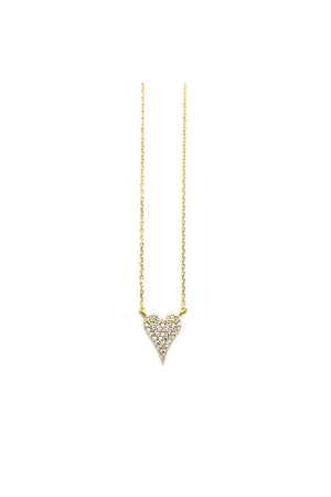 Marlyn Schiff Sterling Pave Heart Necklace Gold Plated