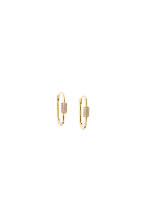Marlyn Schiff Sterling Pave Carabiner Earrings Gold Plated
