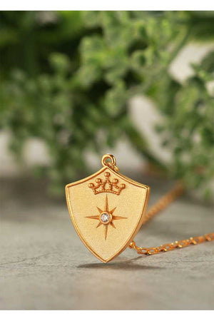 Saints & Saviors Crown Shield Pendant Necklace
