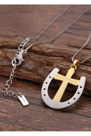 A Rider's Prayer Necklace in Sterling + Gold 