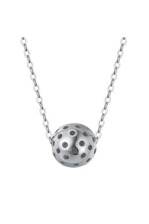 the PickleBelle pickleball necklace silver