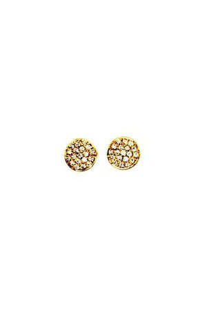 Dark Khaki Bloom Jewelry Pave Diamond Mini Round 14k Gold Stud Earrings