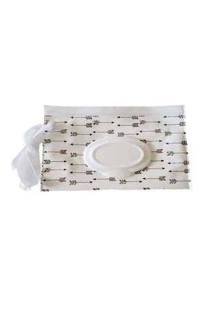 Wet Wipe Wristlet and Car Carry Pouch White with Arrows