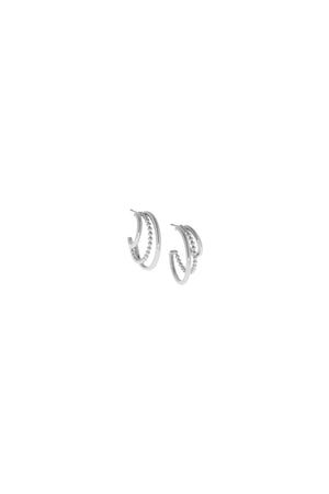 Marlyn Schiff Triple Post W/ Beaded Hoop Earrings Silver