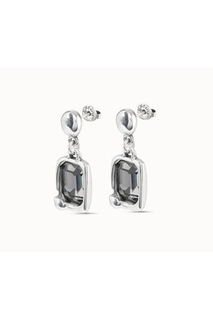Uno de 50  "Marvellous" Silver Earrings W/ Gray Crystals