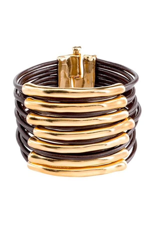 Uno De 50 Tu Bi Molt Gold Leather Bracelet - Madison San Diego