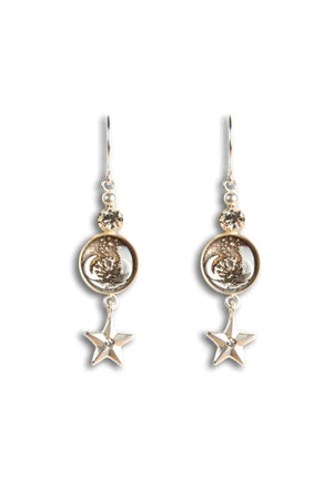 VSA Designs Lotus Moon Star Earrings Silver