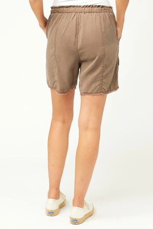 XCVI Wearables Cosmo Brown Raw Edge Shorts