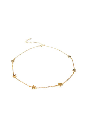 Marlyn Schiff Gold Plated Choker Necklace W/ Dainty Stars