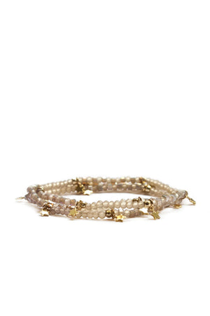 Marlyn Schiff Gold Stretch Wrap Bracelet W/ Star Charms