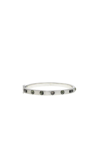 Marlyn Schiff Brushed Silver Hinge Bangle W/ Crystals