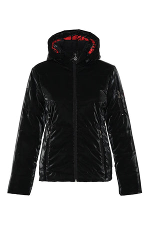 Dolcezza Black Sheen Puffer Jacket W/ Zip Pockets & Hood