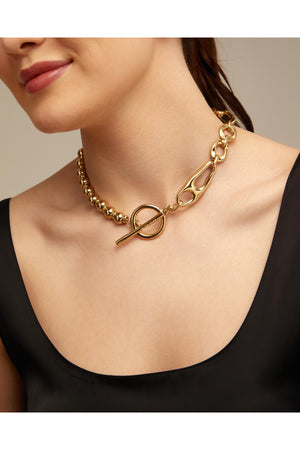 Uno de 50  "Cheerful" Gold Toggle Necklace