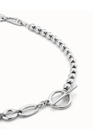 Uno de 50  "YOLO" Silver Toggle Necklace Long