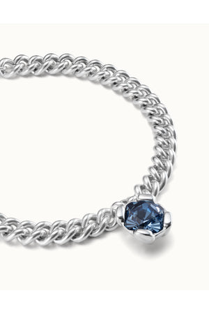 Uno de 50  "Sublime" Silver Necklace W/ Big Blue Crystal