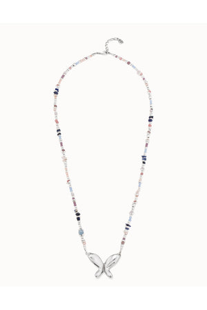 Uno de 50  "Superfly" Silver Drop Butterfly Necklace W/Colorful Crystals