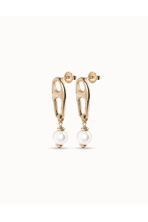 Uno de 50  "Pearl & Match" Gold Drop Earrings
