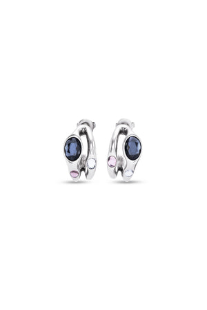 UNO DE 50 Sterling silver-plated Sunshine earrings with black crystal