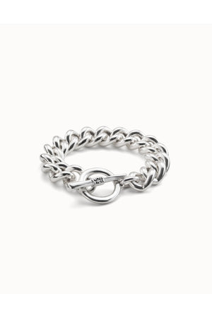 Uno de 50  "Electric" Silver Curb Chain Bracelet W/ Toggle