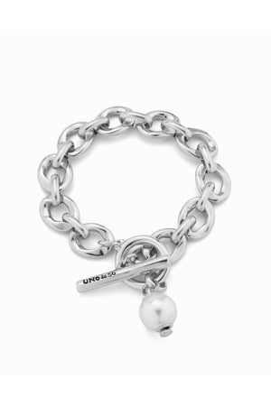 Uno De 50 "YOLO" Silver Bracelet W/ Pearl