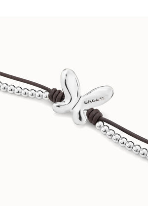 Uno de 50 "Minifly" Silver Bracelet W/ Leather