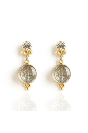 VSA Designs Allegra Post Earrings Gold & Clear