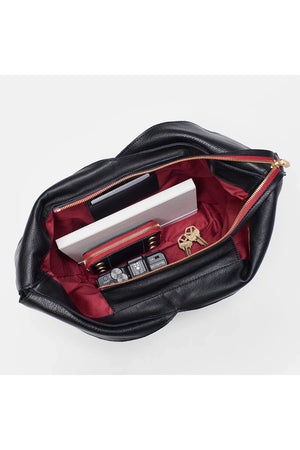 HAMMITT Leather Tote Bag TOM ZIP Black/Brushed Gold Red Zip