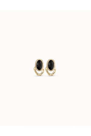 Uno De 50 "The Queen" Gold Earrings W/ Black Crystals