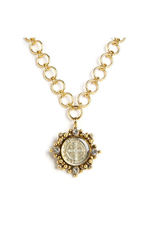 VSA Designs The Lilibeth Necklace w/  Grande San Benito Cloister Medallion Gold