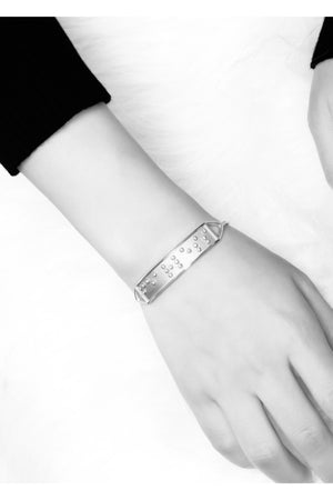 Touchstone I LOVE YOU Hidden Messages Braille Inspired Silver Cuff Bracelet