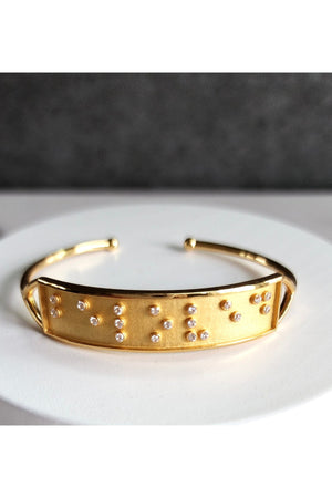 Touchstone BELOVED Braille Inspired Gold Cuff Bracelet
