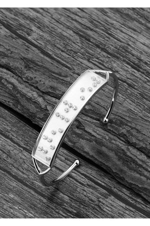 Touchstone FEARLESS Hidden Messages Braille Inspired Silver Cuff Bracelet