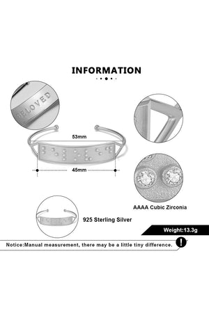 Touchstone BELOVED Hidden Messages Braille Inspired Silver Cuff Bracelet