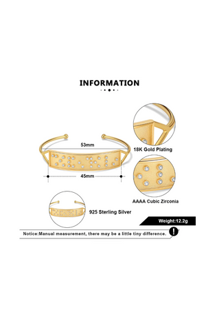 Touchstone MON AMOUR Hidden Messages Braille Inspired Gold Cuff Bracelet