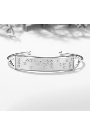 Touchstone LIMITLESS Hidden Messages Braille Inspired Silver Cuff Bracelet