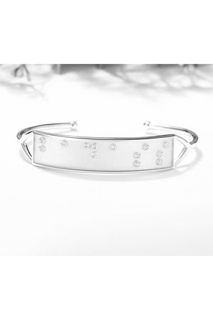 Touchstone BADASS Hidden Messages Braille Inspired Silver Cuff Bracelet
