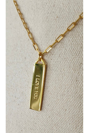 Touchstone I LOVE YOU Gold Bar Necklace