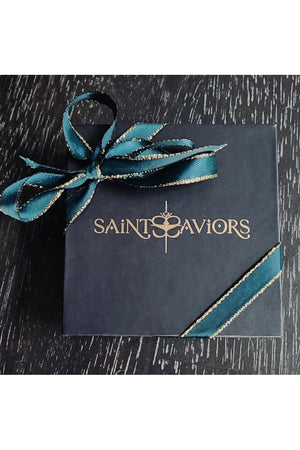 Saints & Saviors Fleur De Lis Cross Hoop Earrings