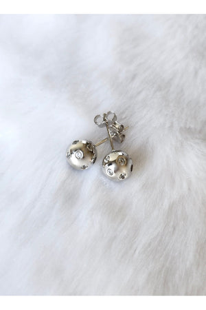 Pickleball Baby Belle Bling Stud Earrings Silver