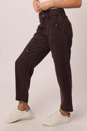 Dear John Denim "Lani" Dark Oak Brown Cropped High Waist Jeans