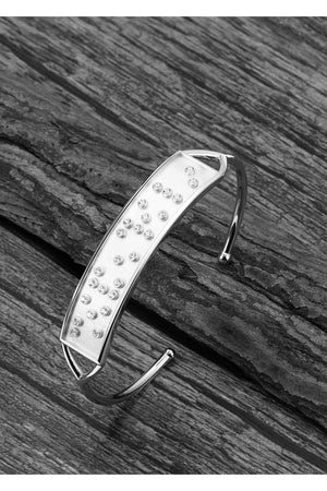 Touchstone I LOVE YOU Hidden Messages Braille Inspired Silver Cuff Bracelet