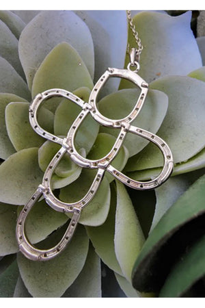 Faith and Luck Cross of Sterling Silver Horseshoes Necklace