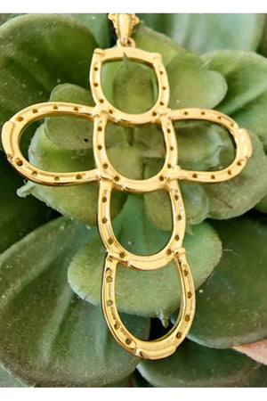 Faith and Luck Cross of Gold Horseshoes Necklace