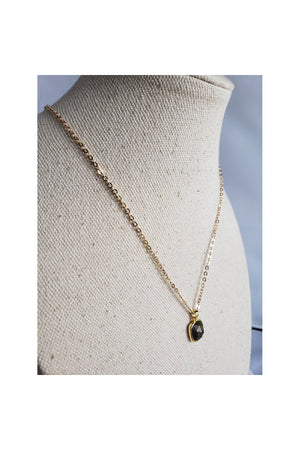 Gray Mini Pyrite Gold Filled Link Chain Layered Necklace